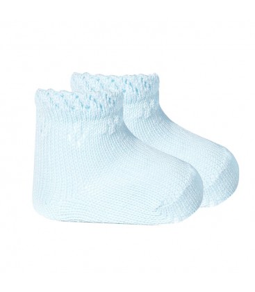Calcetines tobilleros  perlé con detalles calados de Cóndor - Azul Bebé