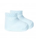 Calcetines tobilleros  perlé con detalles calados de Cóndor - Azul Bebé