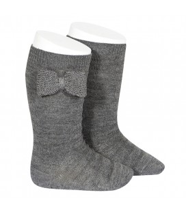 Calcetines altos textura lazo punto de Cóndor - Gris claro