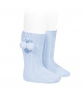 Calcetines altos acanalados con borlas de Cóndor - Azul bebé