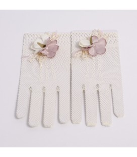 Guantes adorno flor para primera comunión