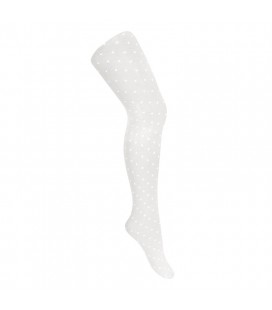 Panty de ceremonía con topitos para niña de Cóndor - Blanco