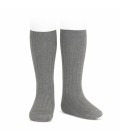 Cóndor - Calcetines altos canalé básicos - Gris claro