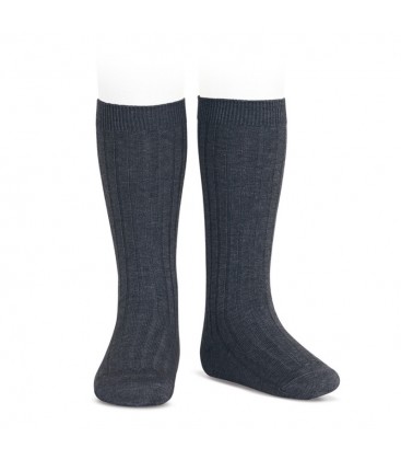 Cóndor - Calcetines altos canalé básicos - Antracita