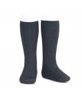 Cóndor - Calcetines altos canalé básicos - Antracita