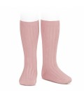 Cóndor - Calcetines altos canalé básicos - Rosa palo