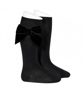 Cóndor - Calcetines altos algodón con lazo lateral - Negro