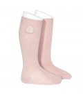 Calcetines altos punto liso con borla de pelo de Cóndor - Rosa palo