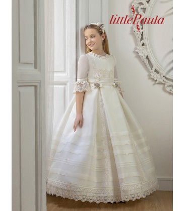 Little Paula - Vestido clásico lorzas de primera comunión