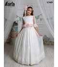 Marla - Vestido primera comunión beige tul topos