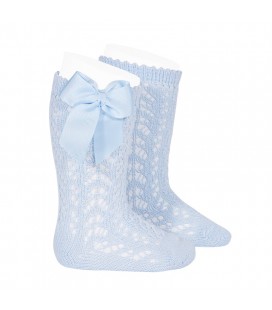 Cóndor - Calcetines altos calados con lazo - Azul bebé
