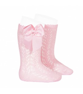 Cóndor - Calcetines altos calados con lazo - Rosa