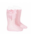 Cóndor - Calcetines altos calados con lazo - Rosa