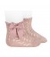 Cóndor - Calcetines cortos de Perlé calados con lazo - Rosa empolvado