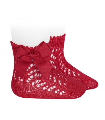 Cóndor - Calcetines cortos de Perlé calados con lazo - Rojo