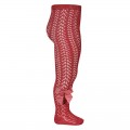 Cóndor - Leotardos perlé calados con lazo gros grain - Rojo