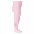 Cóndor - Leotardos perlé calados con lazo gros grain - Rosa