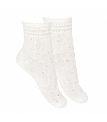 Cóndor - Calcetines tobilleros con cenefa relieve - Nata