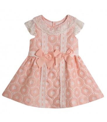 Newness - Vestido rosa cuello encaje para niña