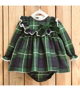 Valentina Bebés - Vestido + pololo verde escocés