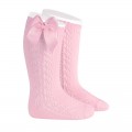 Cóndor - Calcetines altos calado lateral con lazo grosgrain - Rosa