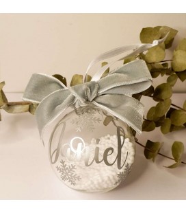 PompónCanela - Bola navidad personalizada Nieve Lazo
