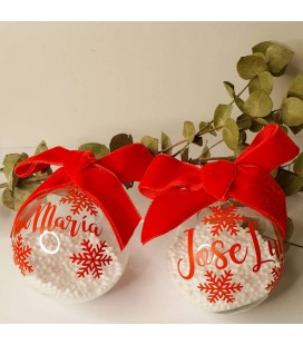 PompónCanela - Bola navidad personalizada Nieve Lazo