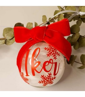 Bola navidad personalizada Plumas Lazo