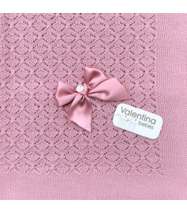 Valentina bebés - Toquilla hilo calada rosa empolvado