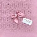 Valentina bebés - Toquilla hilo calada rosa empolvado