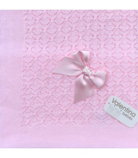 Valentina bebés - Toquilla hilo calada rosa bebé