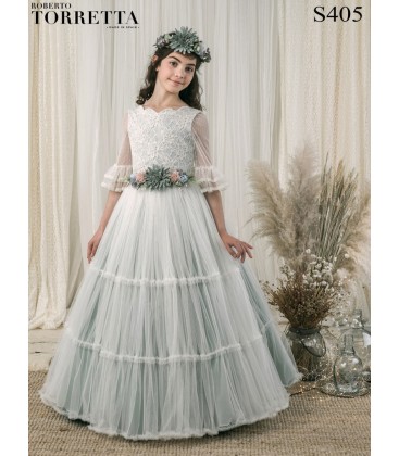 Marla - Vestido primera comunión tul turquesa
