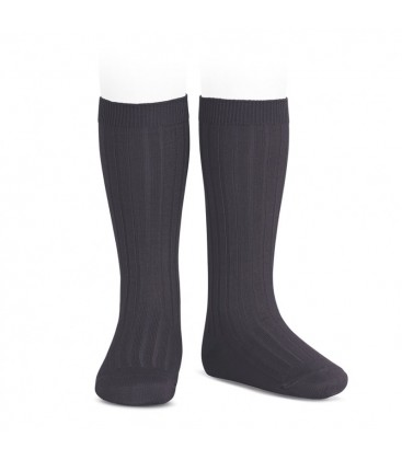 Cóndor - Calcetines altos canalé básicos - Carbón