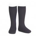 Cóndor - Calcetines altos canalé básicos - Carbón