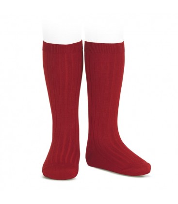 Cóndor - Calcetines altos canalé básicos - Guinda