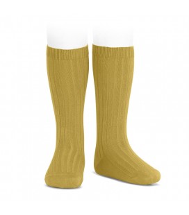 Cóndor - Calcetines altos canalé básicos - Mostaza