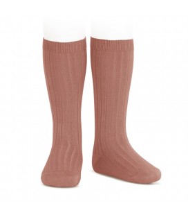 Cóndor - Calcetines altos canalé básicos - Terracota