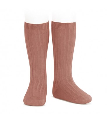 Cóndor - Calcetines altos canalé básicos - Terracota