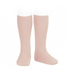 Cóndor - Calcetines altos canalé básicos - Rosa empolvado