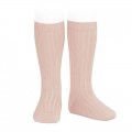 Cóndor - Calcetines altos canalé básicos - Rosa empolvado