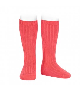 Cóndor - Calcetines altos canalé básicos - Coral