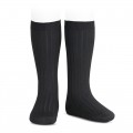 Cóndor - Calcetines altos canalé básicos - Negro