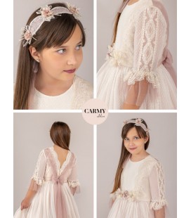 Carmy - Vestido de tul con topos para primera comunión