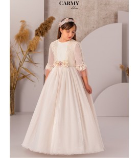 Carmy - Vestido de tul con topos para primera comunión