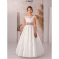 Carmy - Vestido fantasía tul marfil claro y maquillaje primera comunión