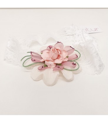 Floritur - Cinta para bebé flor rosa empolvado