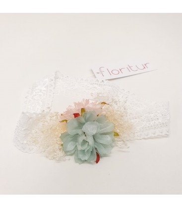 Floritur - Cinta para bebé flor verde y rosa