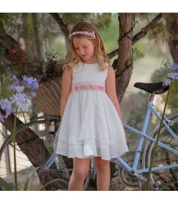 Mimilú - Vestido de ceremonia para niña cinturón rosa