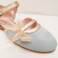 Yowas - Zapato afelpado azul y oro