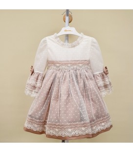 Mamen - Vestido arras tul plumeti seda rosa